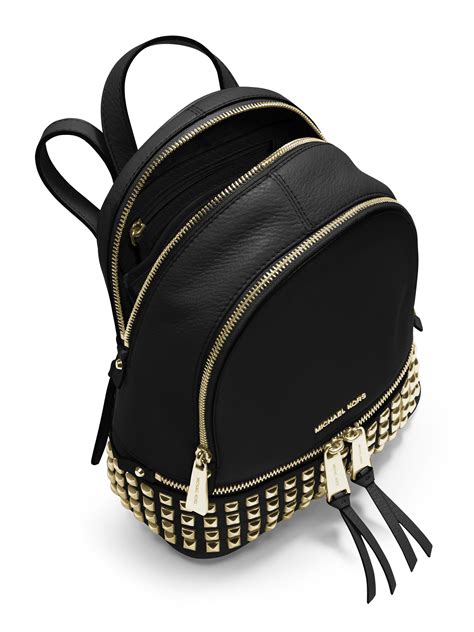 michael kors studded rhea leather backpack|Michael Kors studded leather backpack.